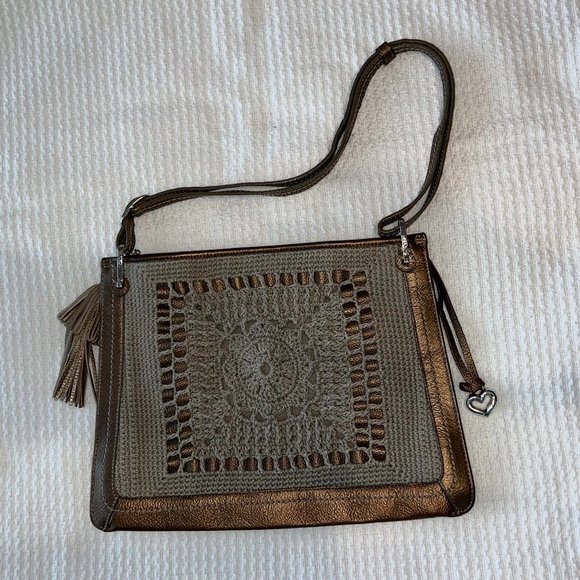 Brighton Handbags - BRIGHTON PEWTER HAND CROCHETED SHOULDER BAG